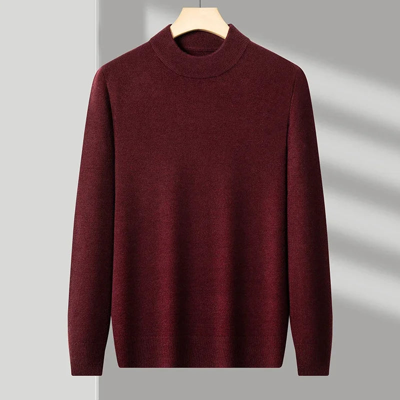 Meia gola alta malhas camisola novo outono/inverno mock neck sweatshirts cor sólida pullovers homem marca casual roupas masculinas
