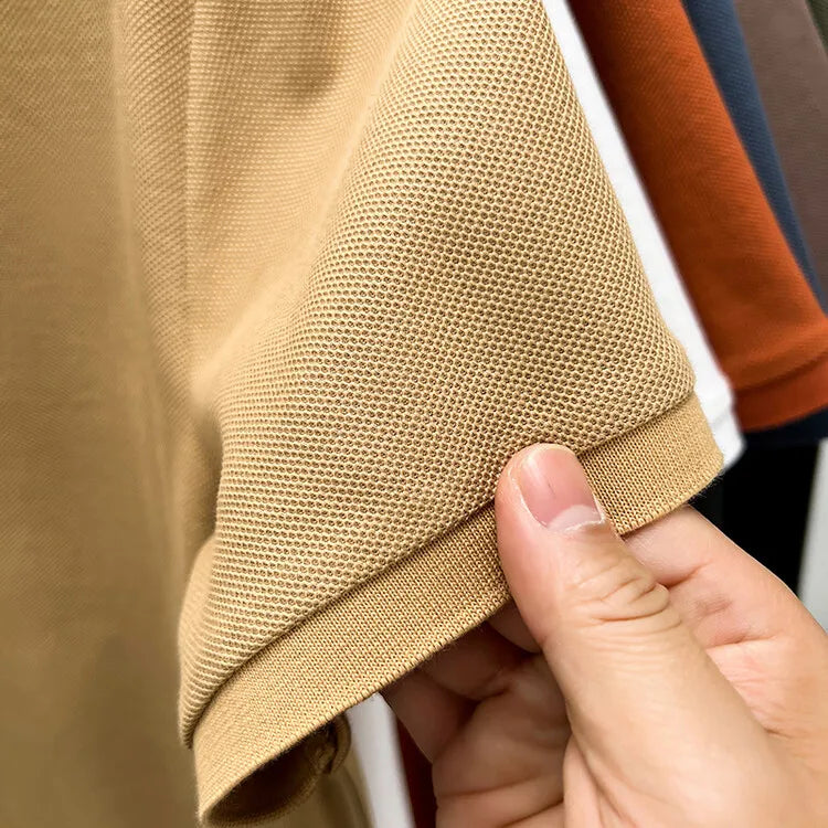 Camisa polo casual de manga curta masculina, camiseta de lapela respirável, ideal para golfe e esportes, 100% algodão, moda verão, 10 cores, 2024