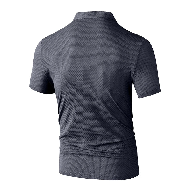 Novo negócio masculino casual manga curta osso flor cor sólida camisa polo moda respirável confortável verão versátil topo