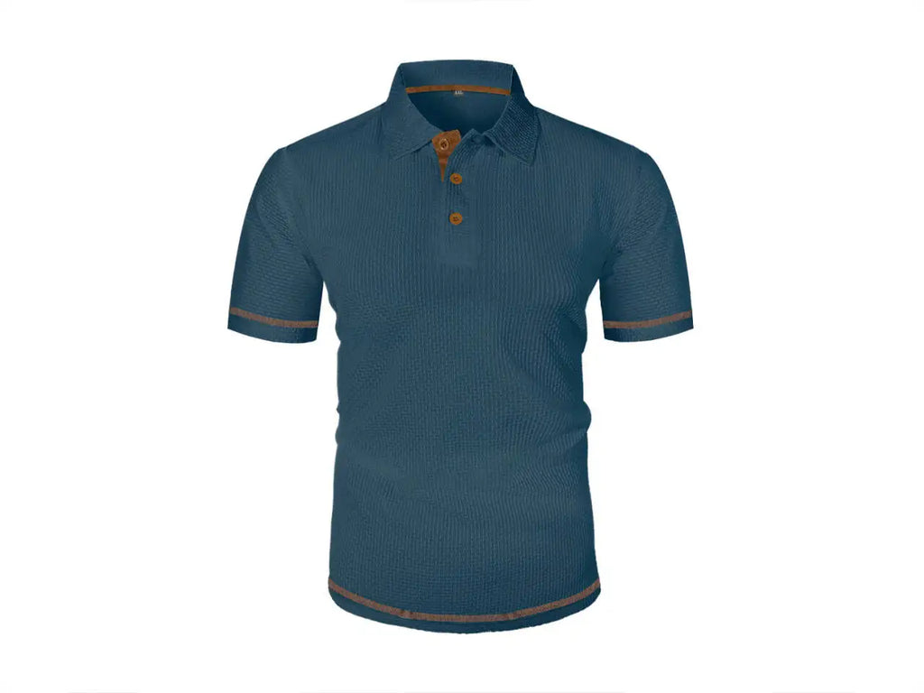 Camiseta polo masculina de manga curta com lapela de seda gelada de verão, top masculino