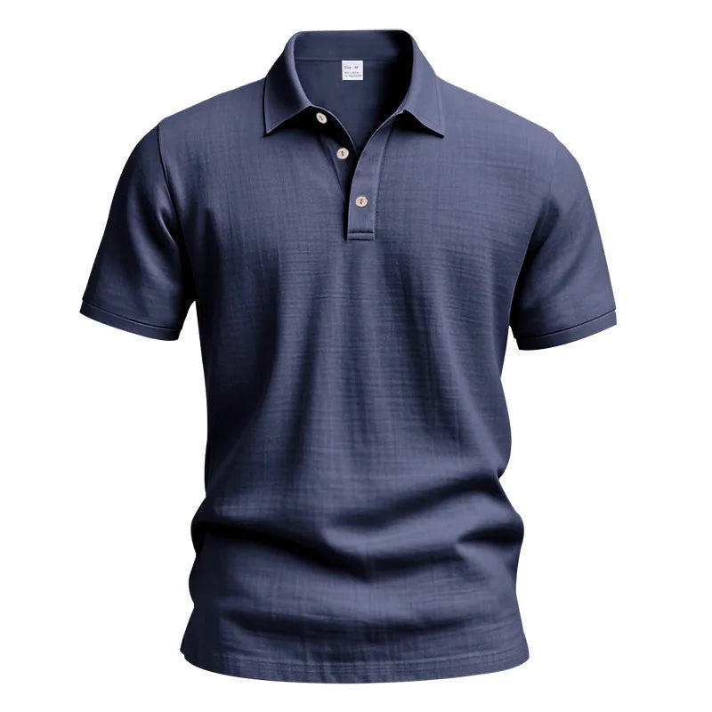 2025 verão nova camisa masculina estilo britânico solto na moda respirável linho casual gola polo série camisa polo manga curta