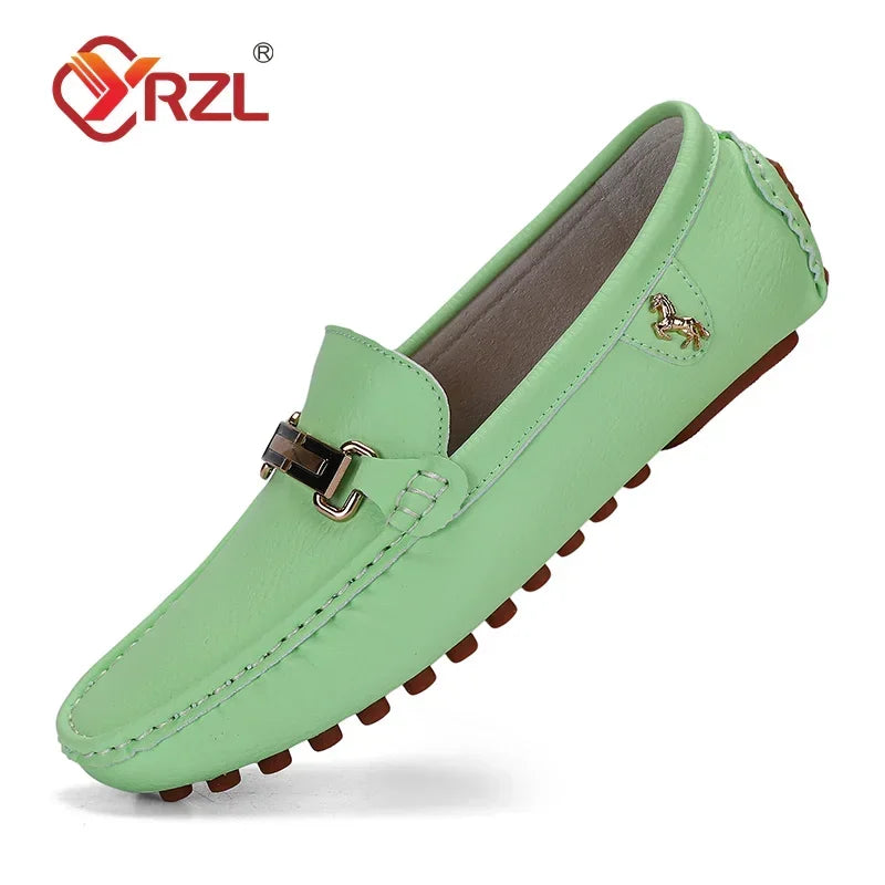 Yrzl sapatos masculinos feitos à mão mocassins de couro pu casuais para dirigir sapatos slip-on de luxo confortáveis mocassins brancos para homens