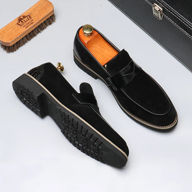 Sapatos de negócios casuais masculinos clássico estilo britânico mocassins mocassins moda festa casamento apartamentos para homem
