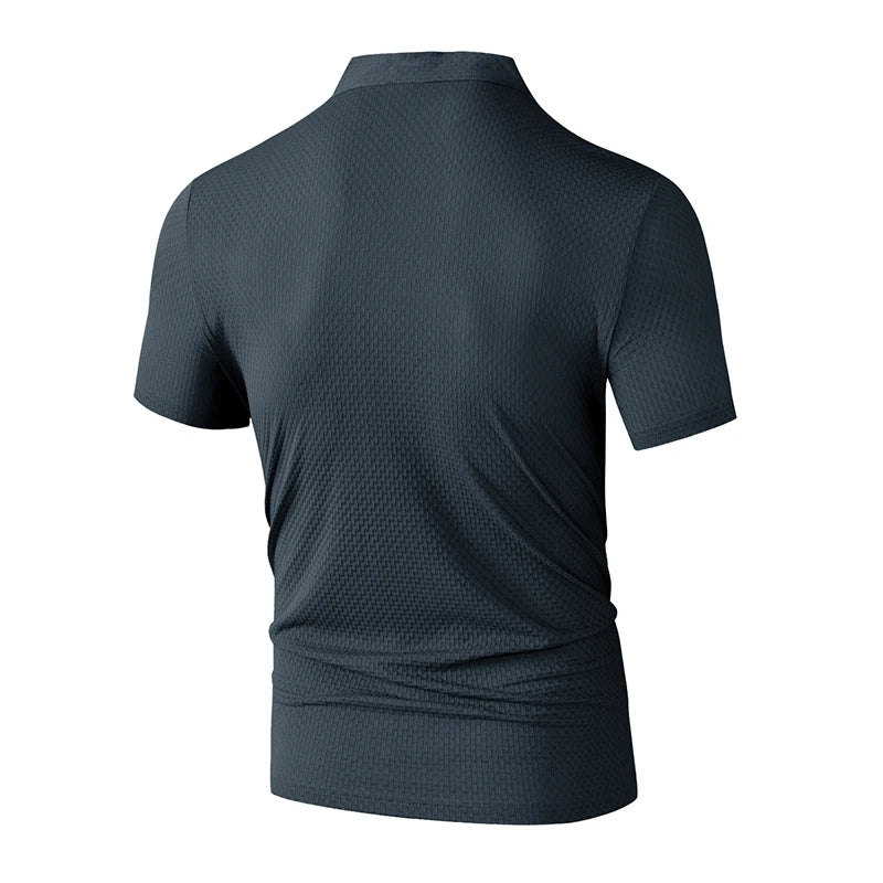 Novo negócio masculino casual manga curta osso flor cor sólida camisa polo moda respirável confortável verão versátil topo