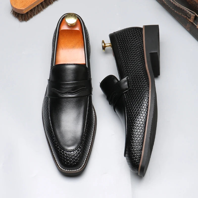 Sapatos de negócios casuais masculinos clássico estilo britânico mocassins mocassins moda festa casamento apartamentos para homem