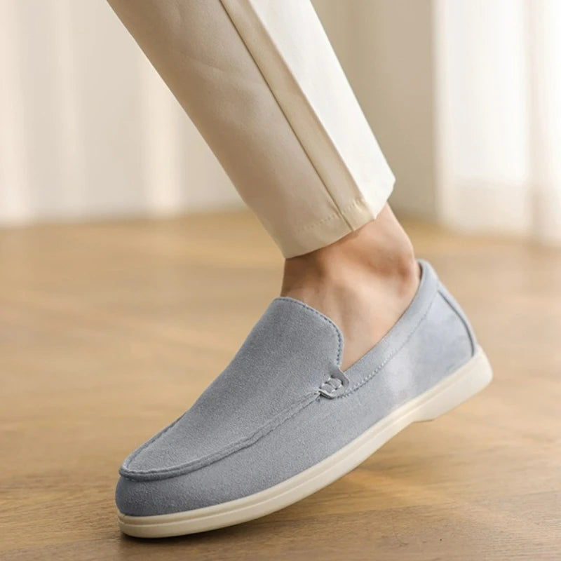 Sapatos casuais masculinos mocassins de couro de camurça clássico estilo britânico sapatos leves mocassins macios masculinos deslizamento em apartamentos de condução
