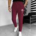Calça waffle masculina elegante – Calça esportiva casual slim fit com cordão ajustável e bolsos seguros para todas as estações – perfeita ao ar livre