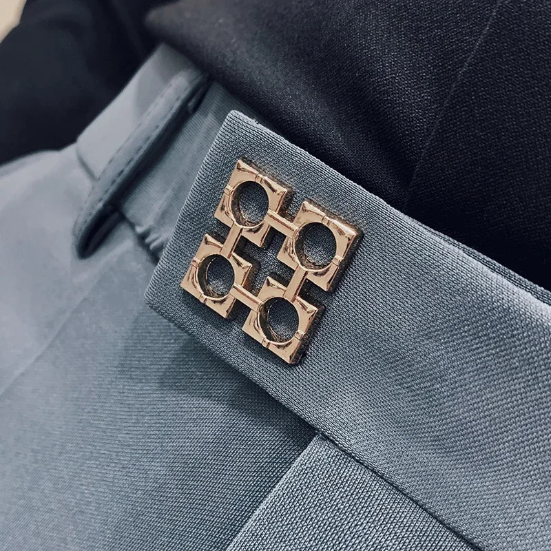 Primavera 2025 dos homens casual fino ajuste vestido calças streetwear terno calças dos homens de alta qualidade calças escritório todos os jogos tornozelo comprimento calças