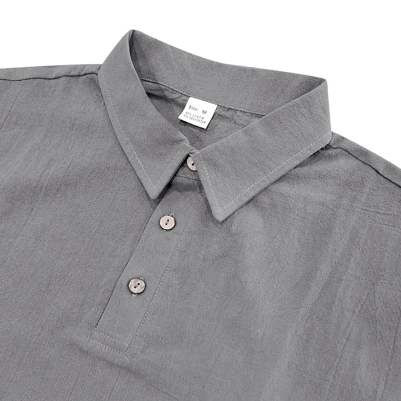 2025 verão nova camisa masculina estilo britânico solto na moda respirável linho casual gola polo série camisa polo manga curta