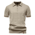AIOPESON Camisa polo esportiva masculina de cor sólida com zíper, camisa polo social atlética para homens, escritório, slim fit
