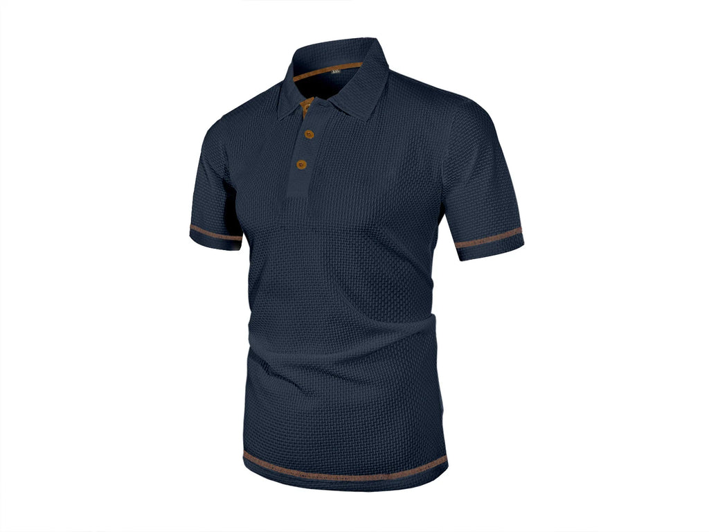 Camiseta polo masculina de manga curta com lapela de seda gelada de verão, top masculino