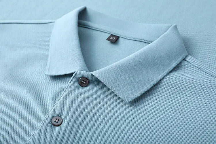 Camisa polo masculina durável 100% algodão, manga comprida de lazer de outono, camiseta com lapelas respiráveis, 16 cores, perfeita para golfe e esportes