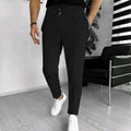 Calça waffle masculina elegante – Calça esportiva casual slim fit com cordão ajustável e bolsos seguros para todas as estações – perfeita ao ar livre
