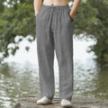 Calças de praia masculinas corredores streetwear algodão linho moletom calças casuais havaianas férias soltas verão longo