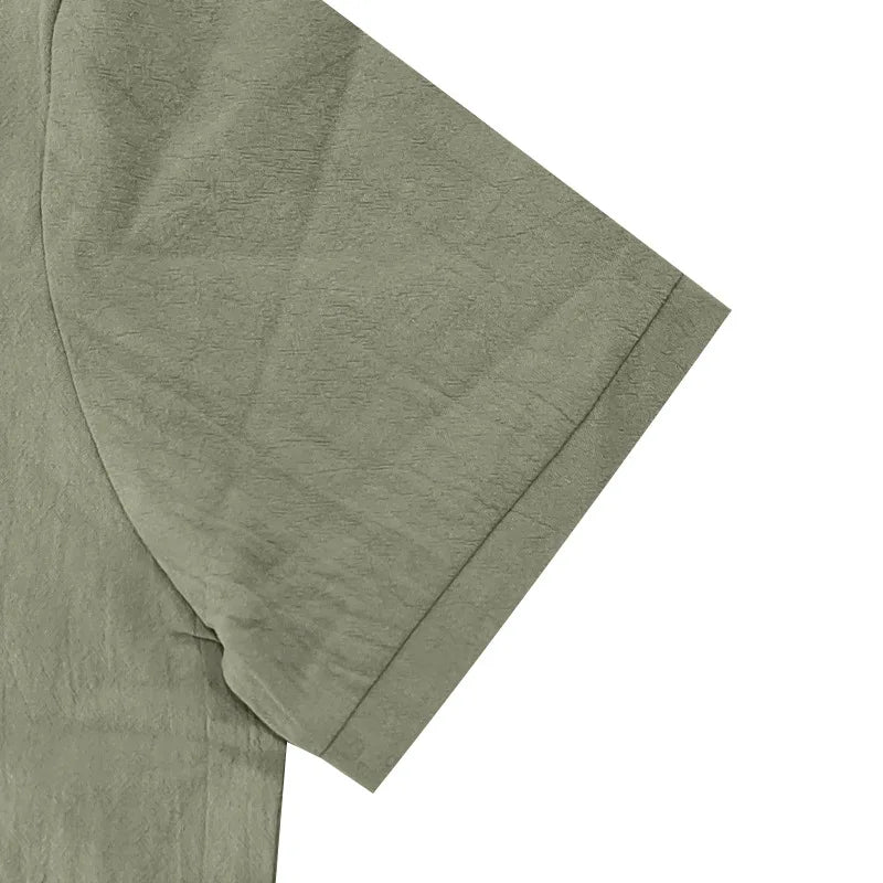 2025 verão nova camisa masculina estilo britânico solto na moda respirável linho casual gola polo série camisa polo manga curta