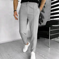 Calça waffle masculina elegante – Calça esportiva casual slim fit com cordão ajustável e bolsos seguros para todas as estações – perfeita ao ar livre