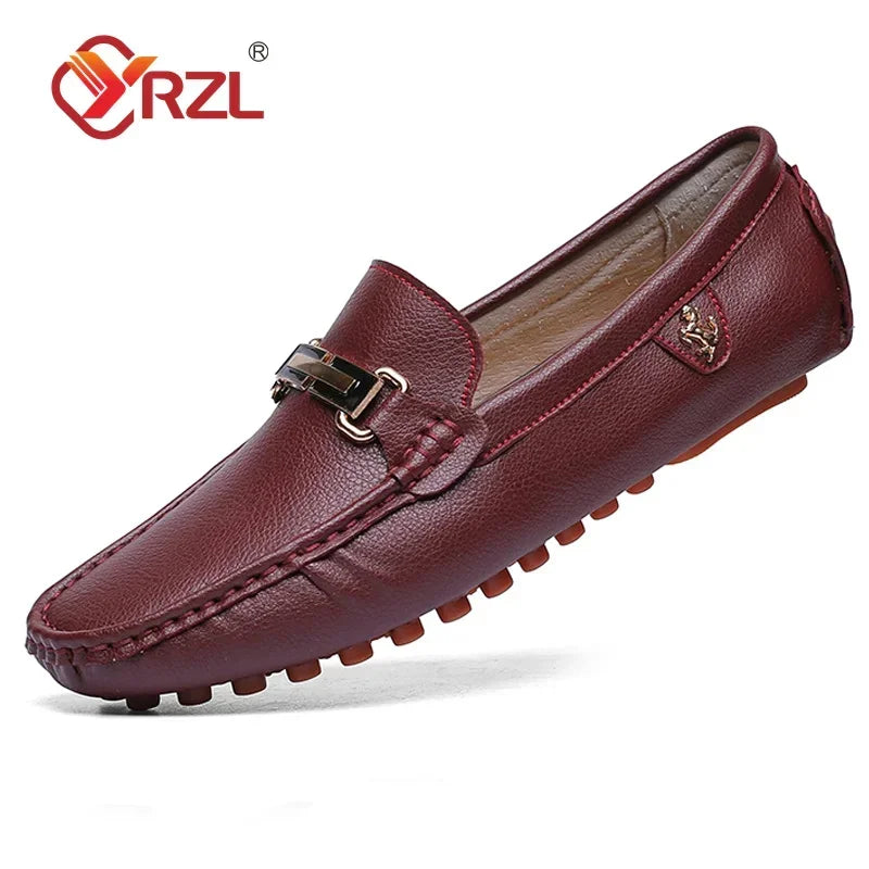 Yrzl sapatos masculinos feitos à mão mocassins de couro pu casuais para dirigir sapatos slip-on de luxo confortáveis mocassins brancos para homens