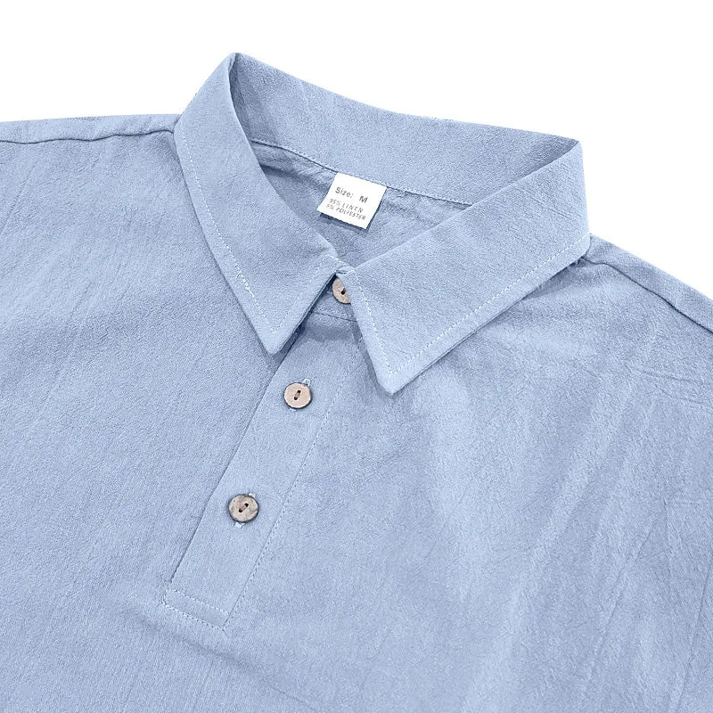 2025 verão nova camisa masculina estilo britânico solto na moda respirável linho casual gola polo série camisa polo manga curta