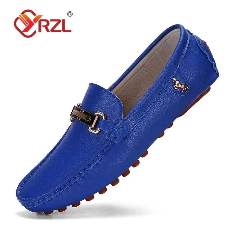 Yrzl sapatos masculinos feitos à mão mocassins de couro pu casuais para dirigir sapatos slip-on de luxo confortáveis mocassins brancos para homens