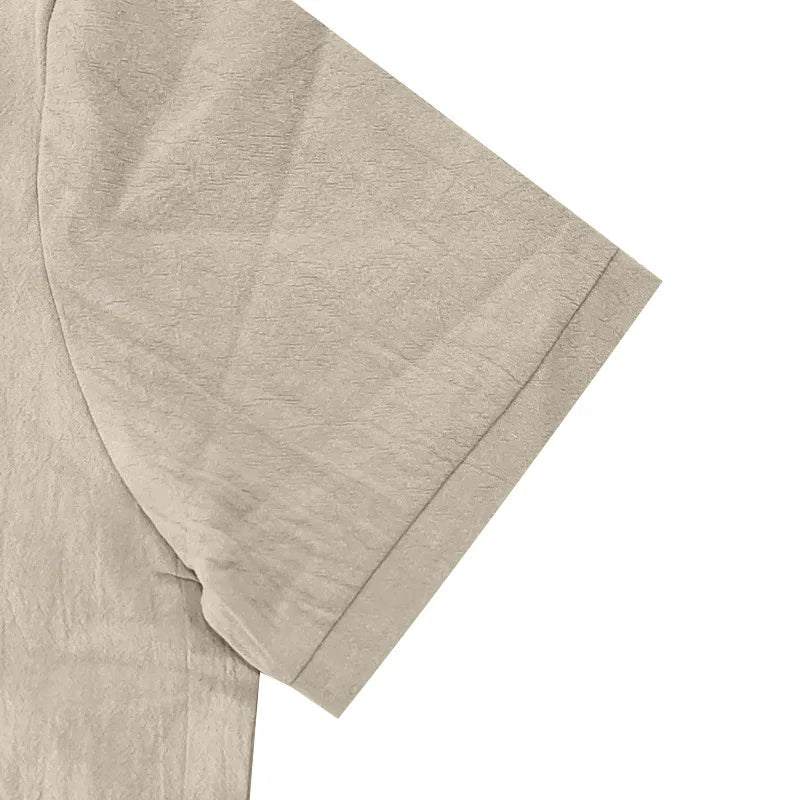 2025 verão nova camisa masculina estilo britânico solto na moda respirável linho casual gola polo série camisa polo manga curta