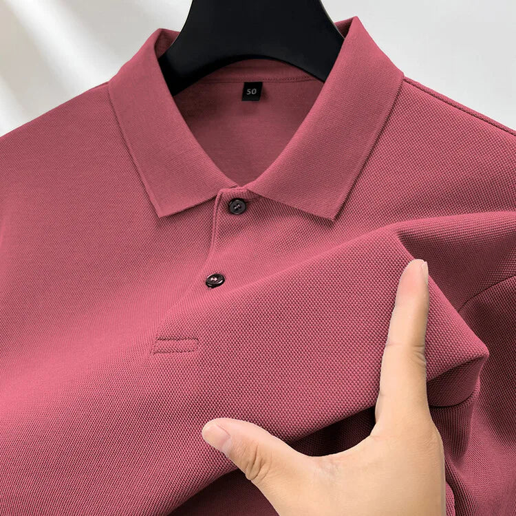 Camisa polo masculina durável 100% algodão, manga comprida de lazer de outono, camiseta com lapelas respiráveis, 16 cores, perfeita para golfe e esportes