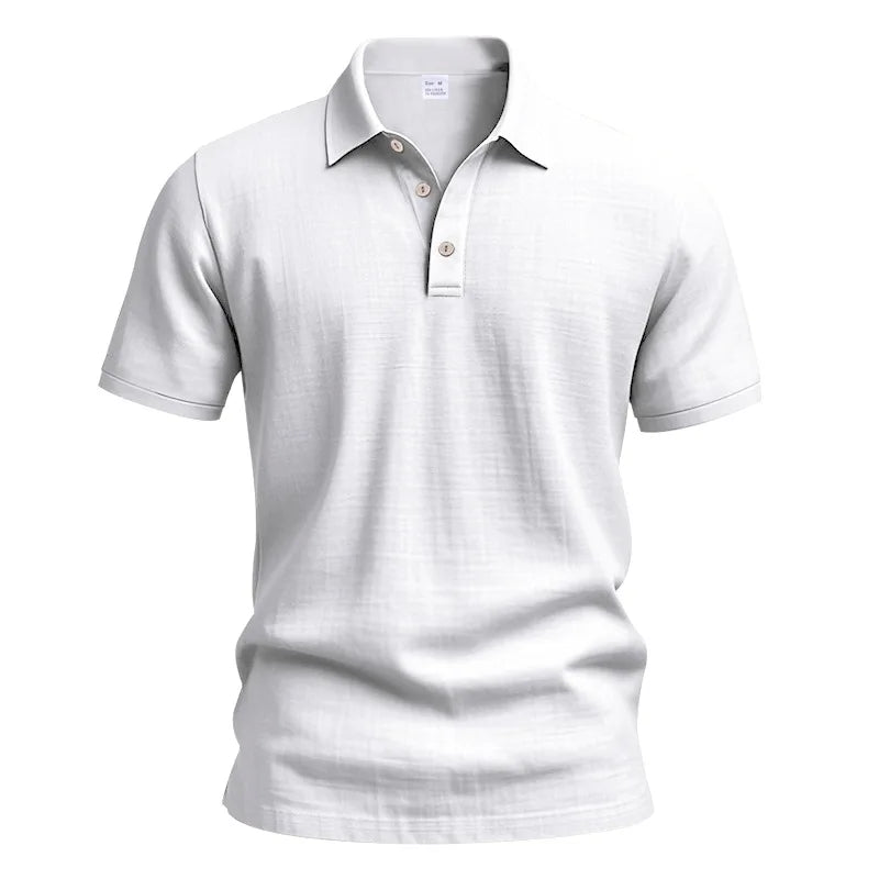 2025 verão nova camisa masculina estilo britânico solto na moda respirável linho casual gola polo série camisa polo manga curta