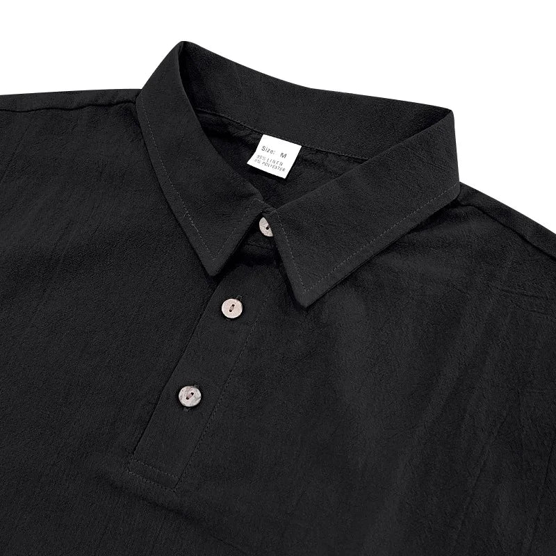 2025 verão nova camisa masculina estilo britânico solto na moda respirável linho casual gola polo série camisa polo manga curta